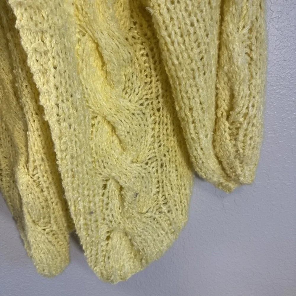Rumored Aspen Open Knit Cardigan Butter Yellow Cable‎ S/M Boho Artsy Chunky Twee - Picture 8 of 10